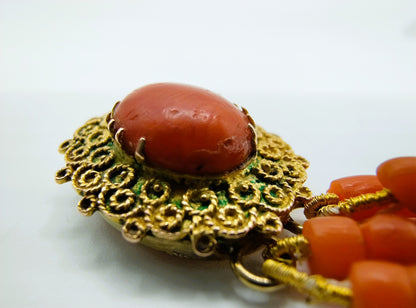 Bloedkoralen armband met gouden slot, 20 cm