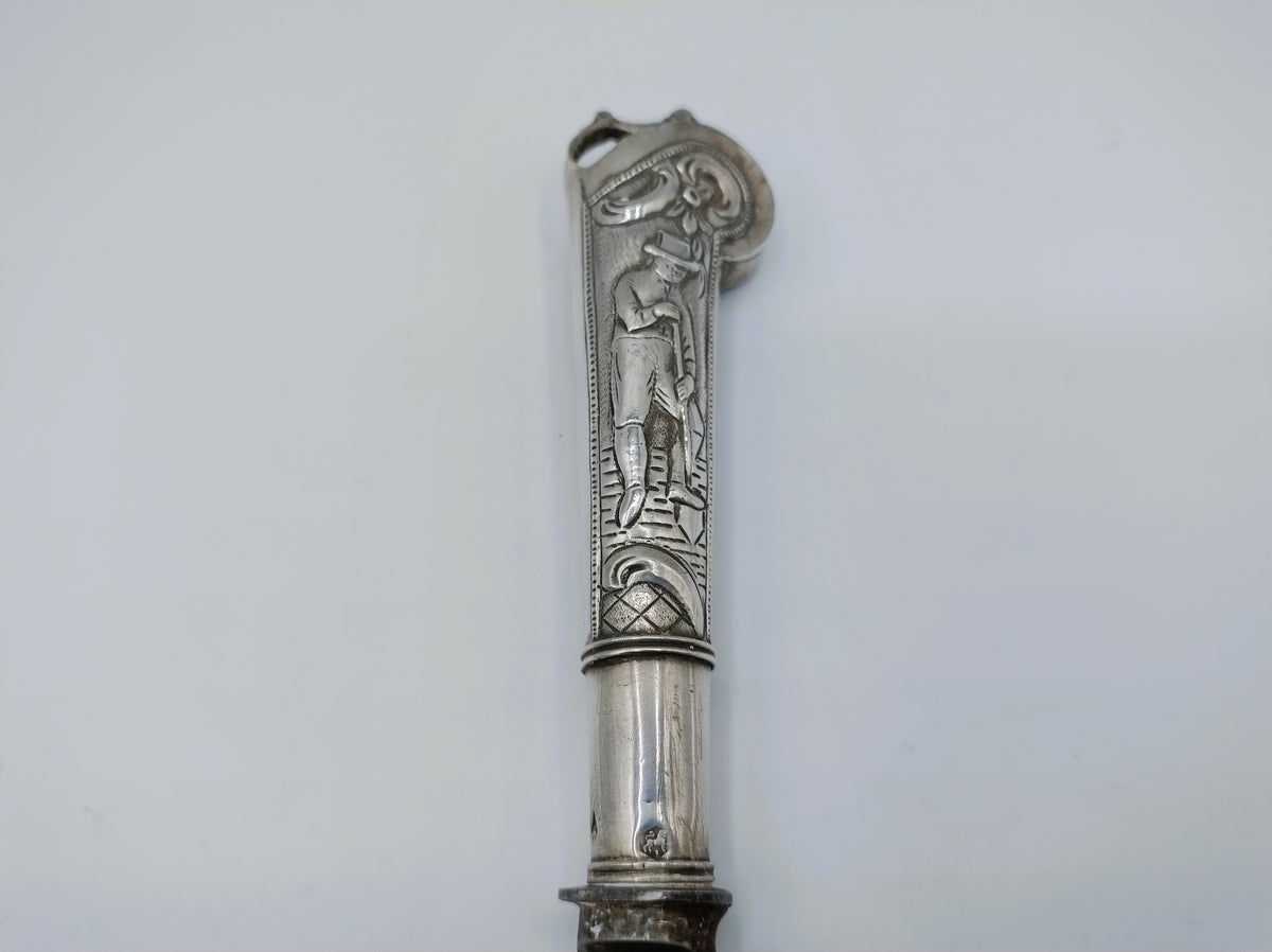 Boerenmes met zilveren heft, P. Schmidt, Leeuwarden, 1825