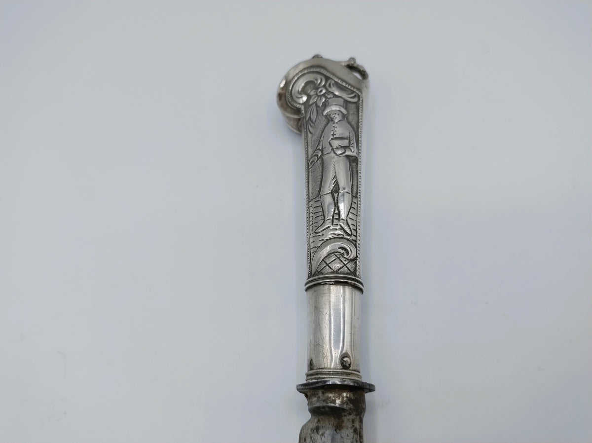 Boerenmes met zilveren heft, P. Schmidt, Leeuwarden, 1825