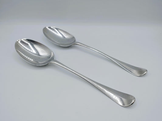 Set van 2 zilveren lepels, ovale schep en lange steel