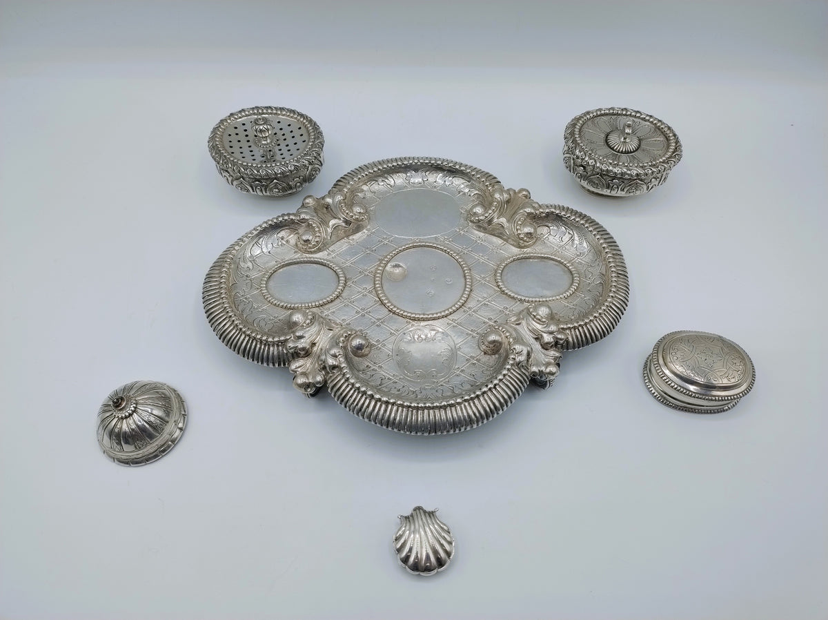 Zilveren bureauset in Louis XVI stijl, Frankrijk, 18e / 19e eeuws