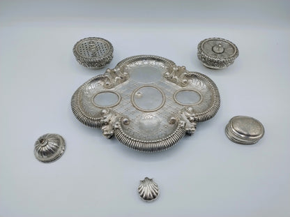 Zilveren bureauset in Louis XVI stijl, Frankrijk, 18e / 19e eeuws