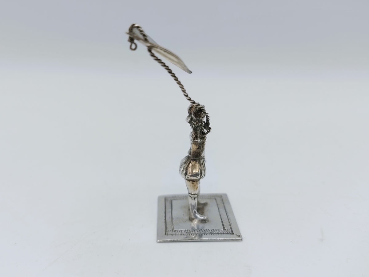 Zilveren miniatuur, man met vlieger, H. Duller, Amsterdam, 1779