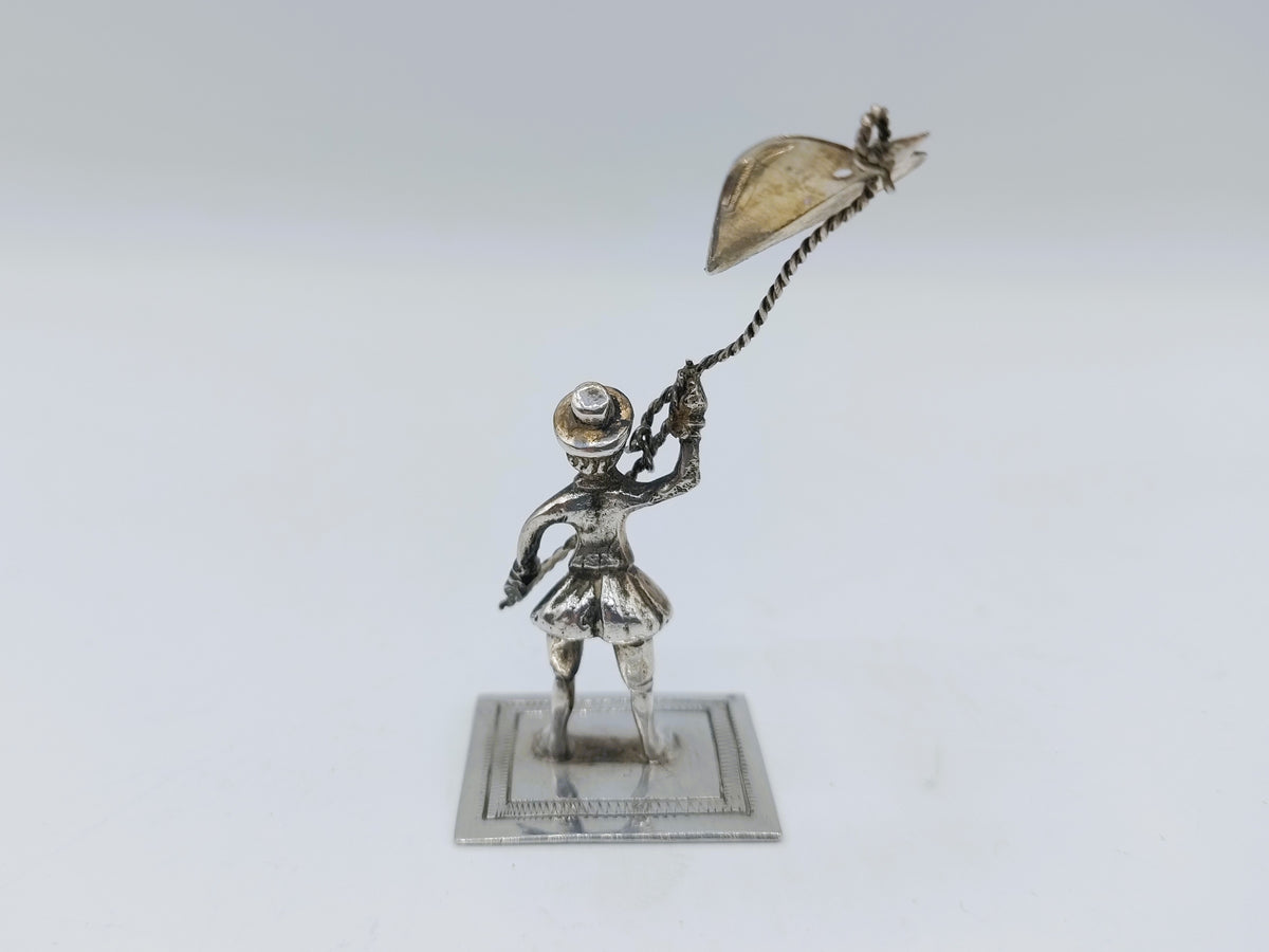 Zilveren miniatuur, man met vlieger, H. Duller, Amsterdam, 1779