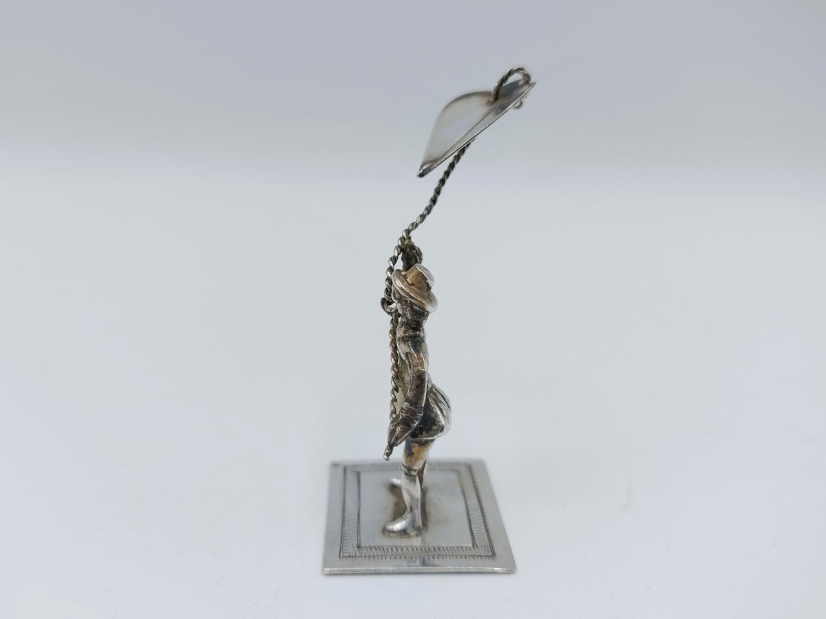 Zilveren miniatuur, man met vlieger, H. Duller, Amsterdam, 1779