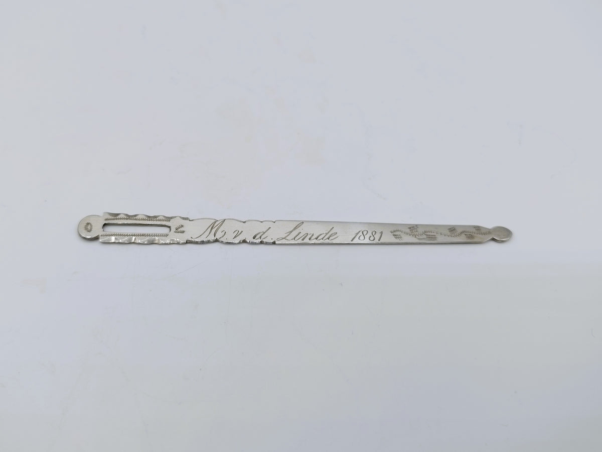 Zilveren rijgnaald, fa. P. Fabrij de Jonge, Goes, ca. 1875