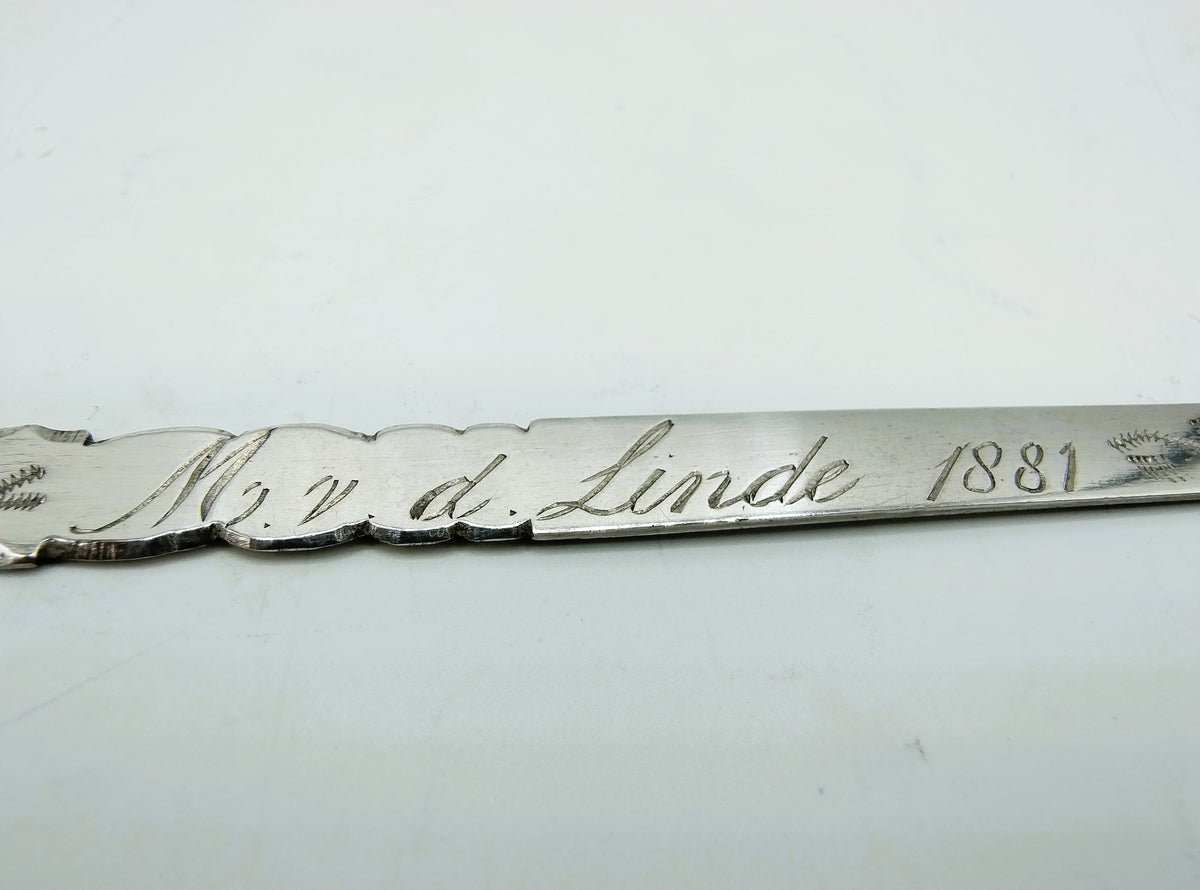 Zilveren rijgnaald, fa. P. Fabrij de Jonge, Goes, ca. 1875