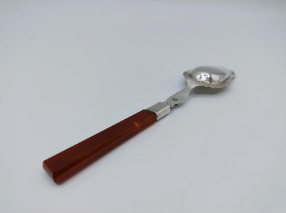Zilveren suikerlepel met carneolen heft, A.A. Graves- Kooiman, Schoonhoven, ca. 1880