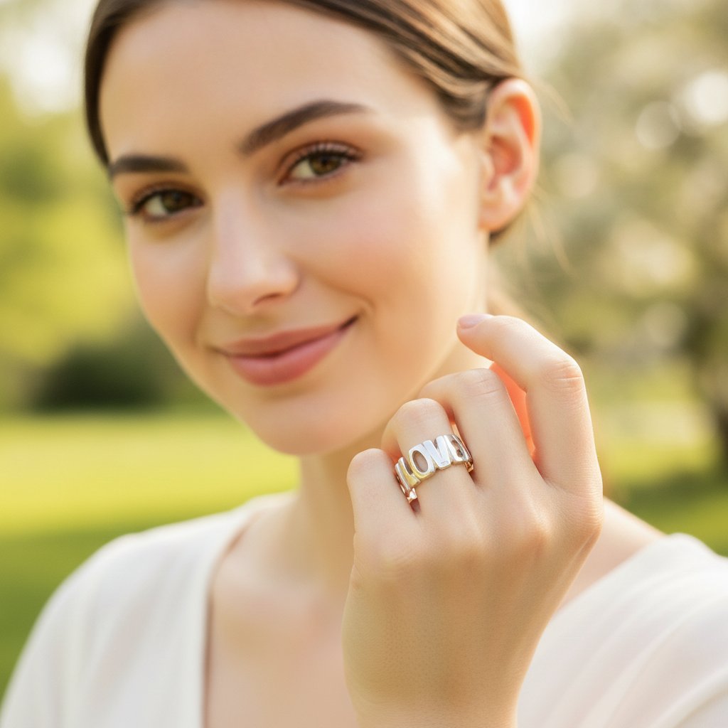 Zilveren LOVE ring, 925, universele maat vanaf 17.5 mm