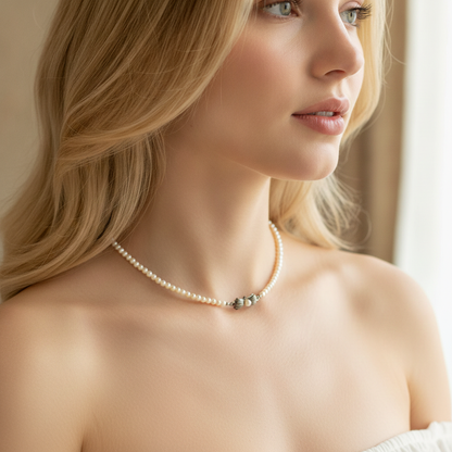 Parelketting met zilveren slot, 48,5 cm