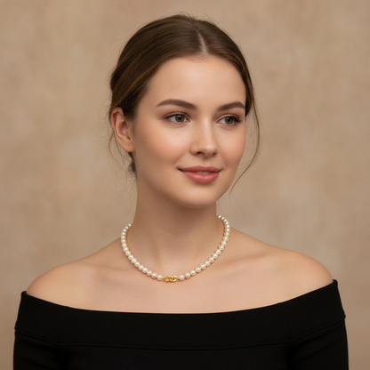 Parelketting met goudverguld zilveren slot, 45 cm