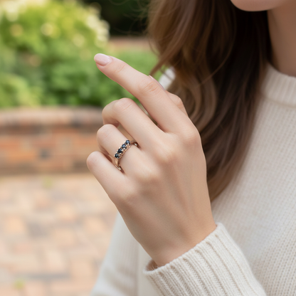 Silver sliding ring with sapphire, 17 mm