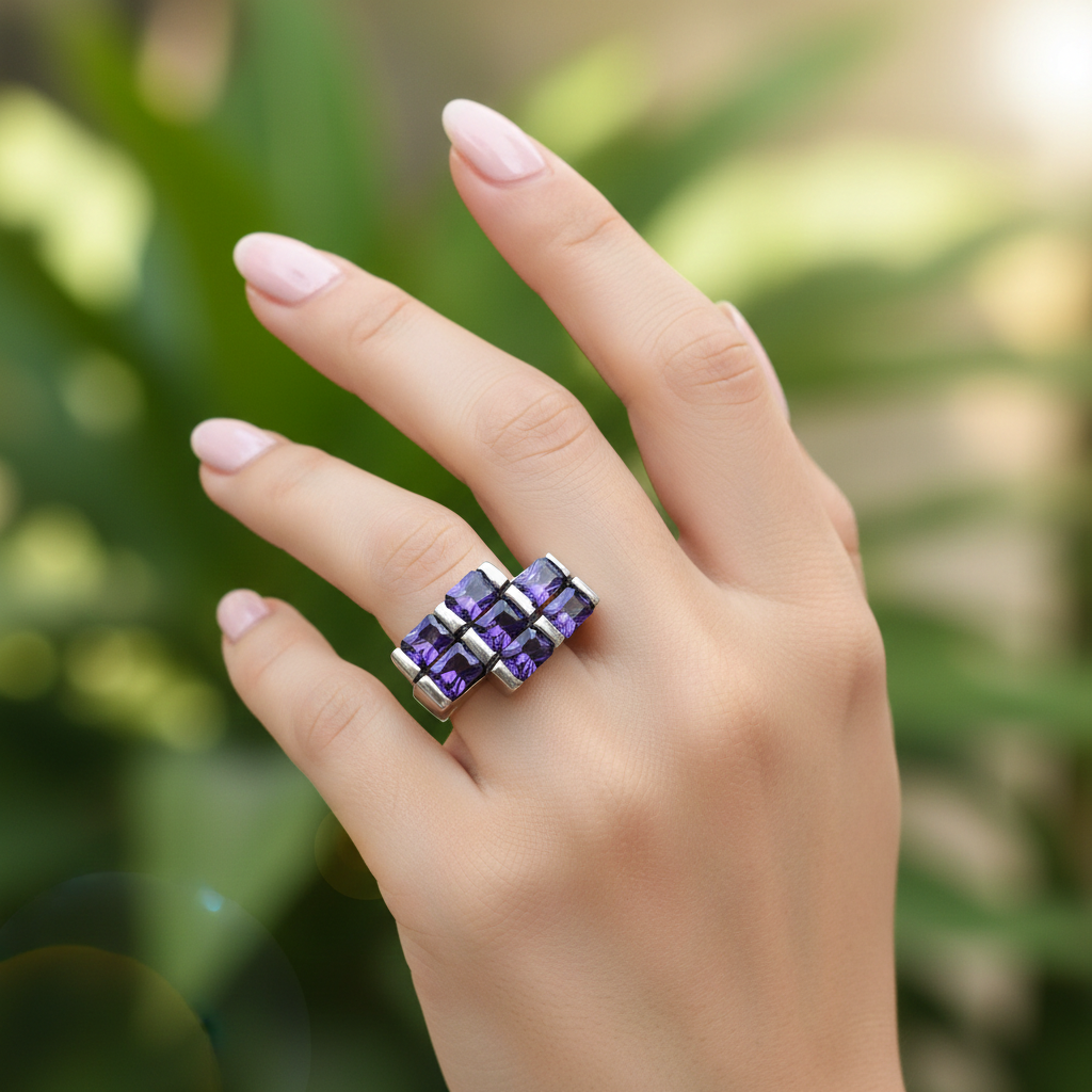 Silver ring with amethyst, 925, 17.5 mm