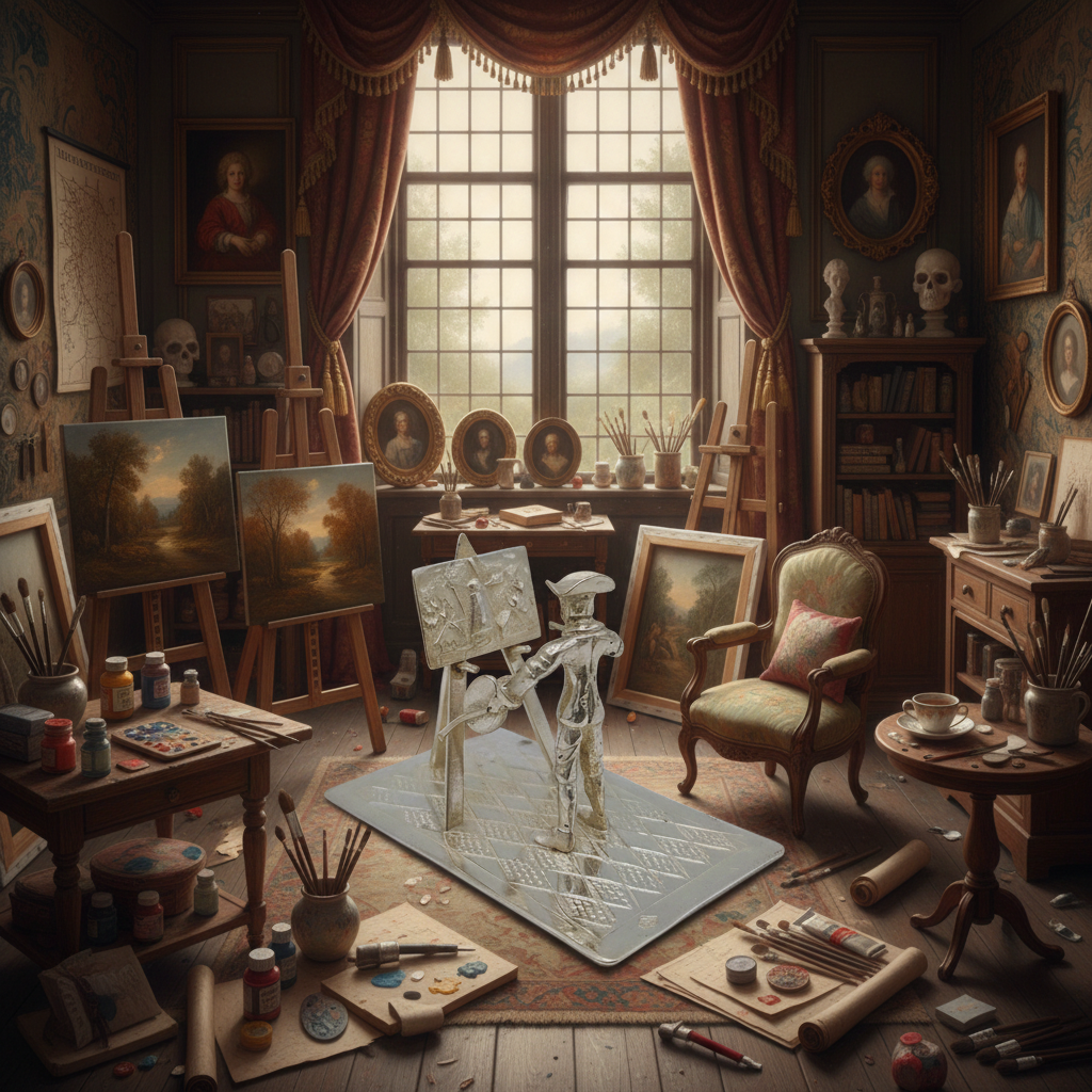 Silver miniature painter, F.A. Lesener, Amsterdam, c. 1930