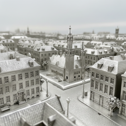 Zilveren miniatuur vredespaleis den Haag, Y.T. van Erp, Leeuwarden, 1913