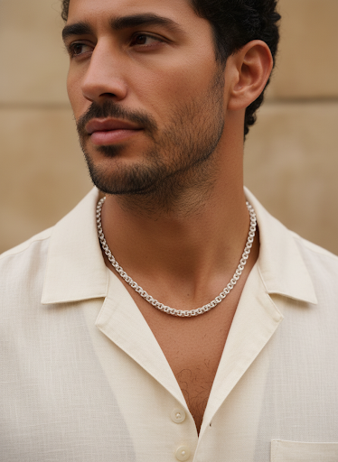 Silver unisex necklace, 43.5 cm