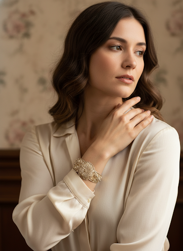 Zilveren brede bangle armband filigrain, Zeeuwse knop