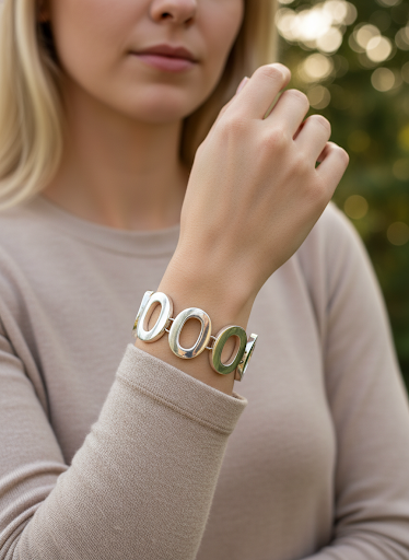 Schweres silbernes Design-Gliederarmband, 20 cm
