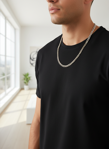 Zilveren heren ketting, 51 cm