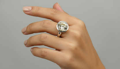 Zilveren ring met grote zirkonia, 925, 18 mm