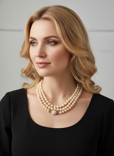 Parelketting met zilveren slot, 144 cm (!)