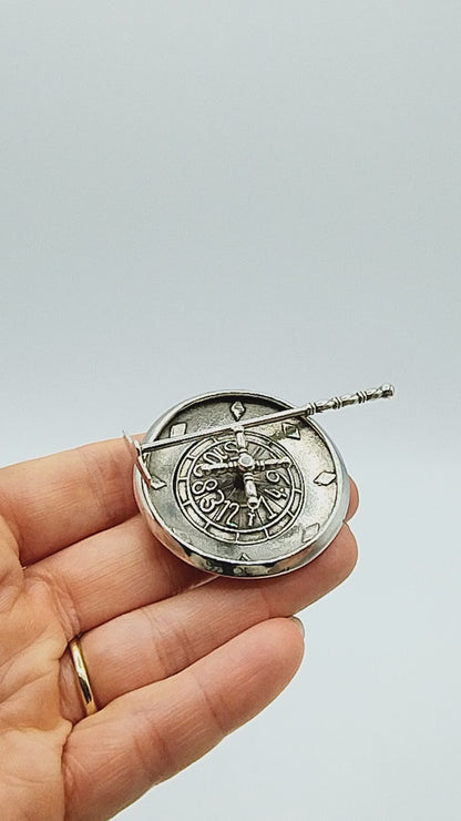 Silver roulette table with rotating centerpiece and stick, Amsterdam, 20th century