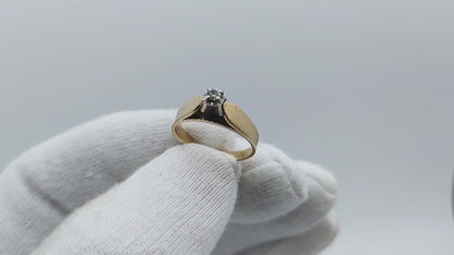 Gouden solitair ring met diamant, 0,07 ct, 17 mm