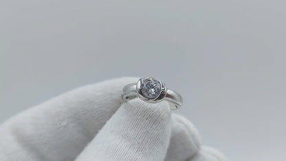 Zilveren ring met grote zirkonia, 17 mm