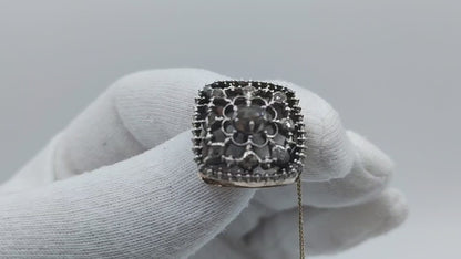 Gold brooch set with 9 rose diamonds in silver, 19th century
