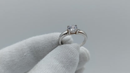 Zilveren solitair ring met zirkonia, 17 mm.